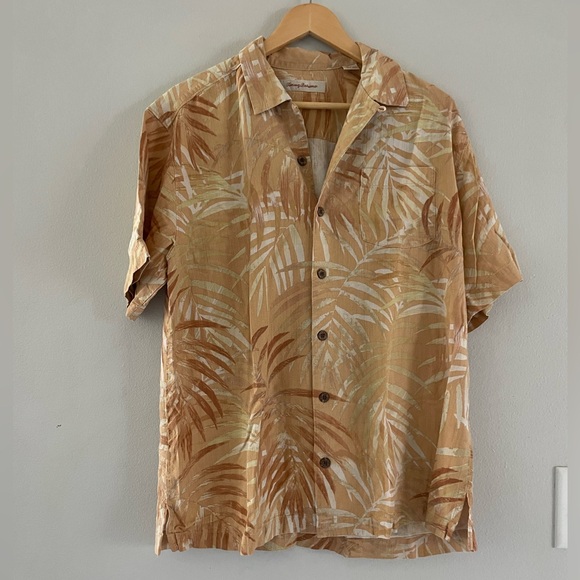Tommy Bahama Other - Mens Tommy Bahama Tan & Brown Tropical Silk Shirt